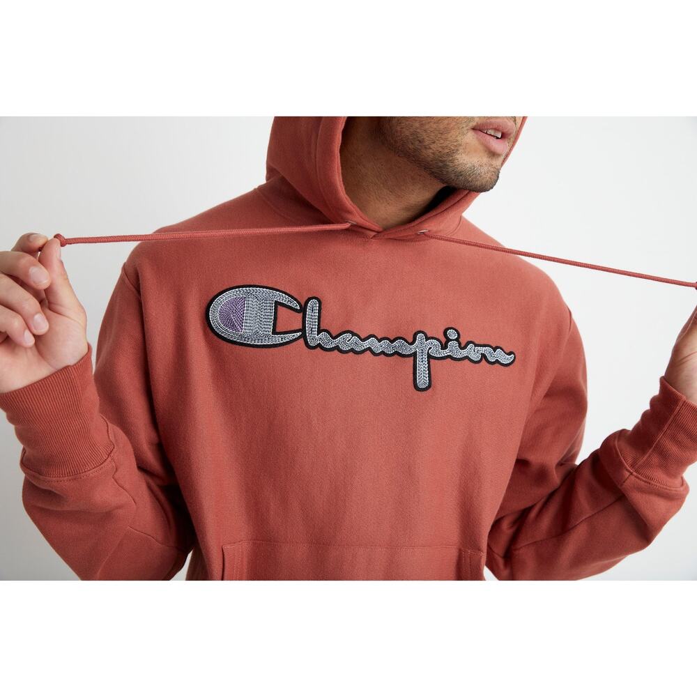 Champion Reverse Weave Small Sandalwood Red Hoodie Sweatshirt Large Texture Logo